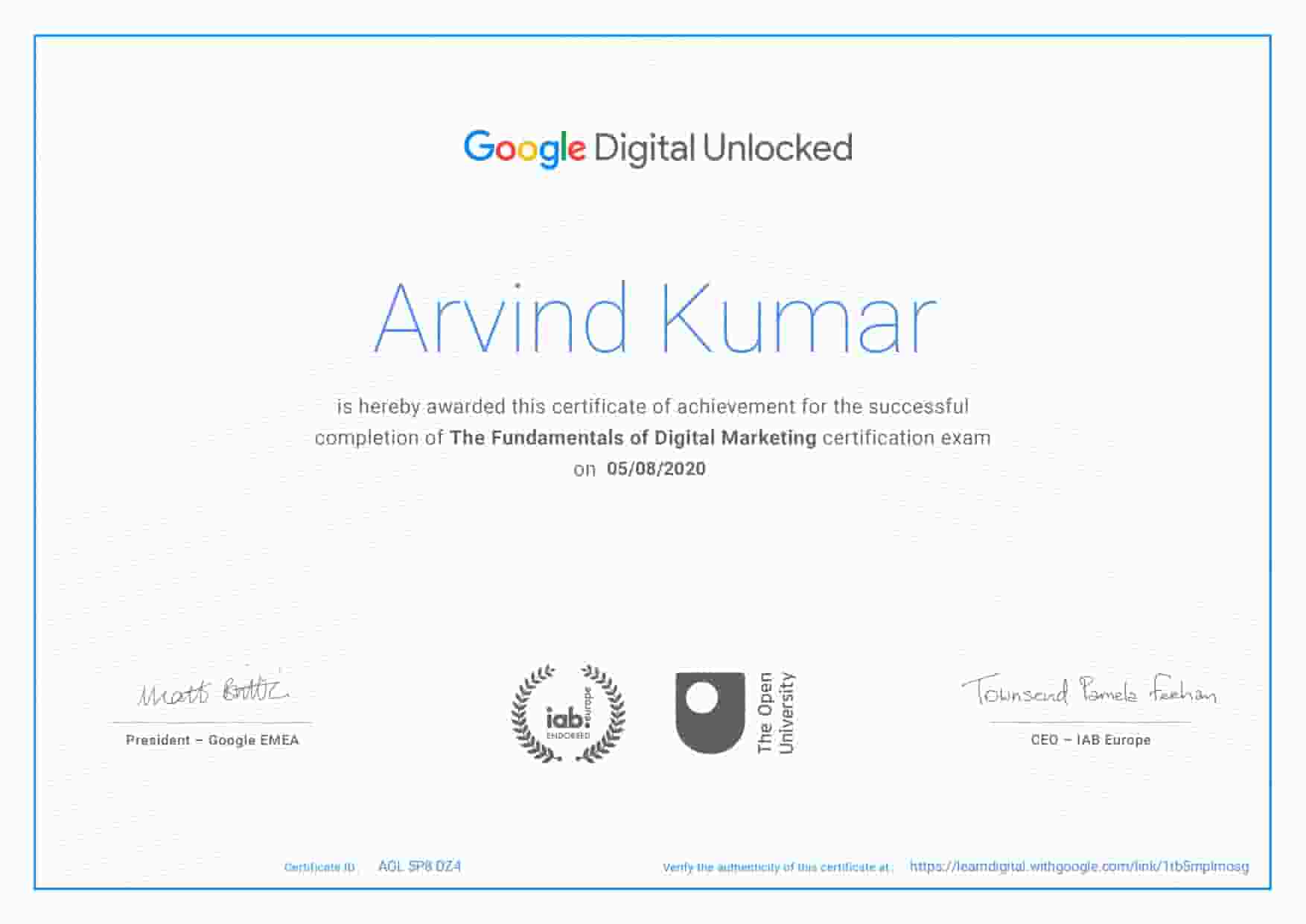 Google the Fundamentals of Digital Marketing